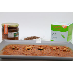 Estofado de lentejas con mejillones en caldo de rape